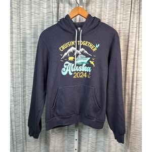 BELLA CANVAS Alaska Cruise 2024 Graphic Hoodie Size L Dark Blue Fleece Casual